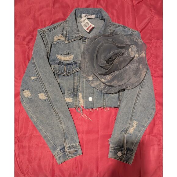Madonna & Co. Jackets & Blazers - Madonna & Co. Distressed Cropped Denim Jacket Small